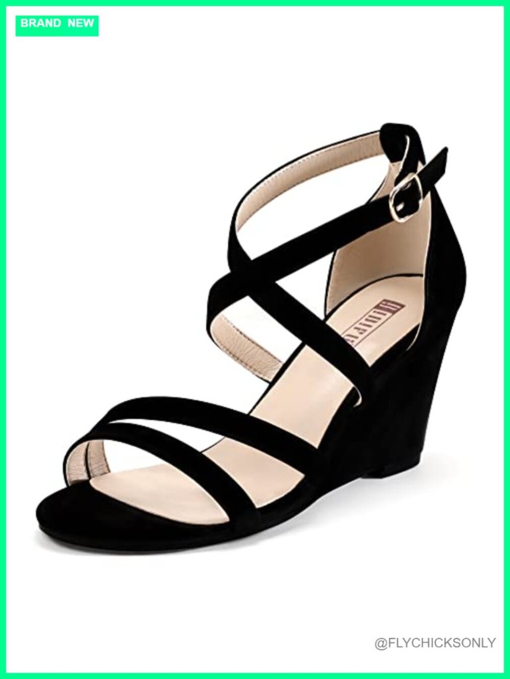 Womens Strappy Wedge Sandals 3 Inch Open Toe Ankle Strap Buckle